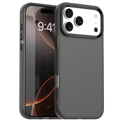 Hybrid Phone Case for Daily Protection — slim gray two-layer TPU and PC phone case showing back and front, raised camera protection