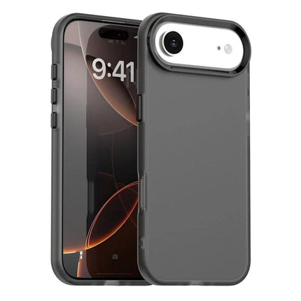 iPhone Hybrid Case For Everyday Protection – gray PC+TPU rugged slim case with camera rim, raised edges and easy port access for daily commuting