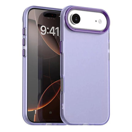 Alt Tag: iPhone Hybrid Case For Everyday Protection in lavender PC+TPU, slim protective case showing front and back view