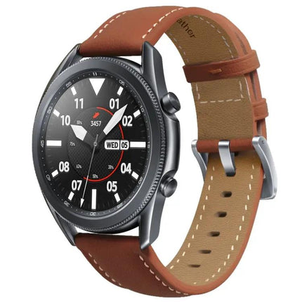 Genuine Leather Watch Strap Silver Buckle For Watch3 41/45mm