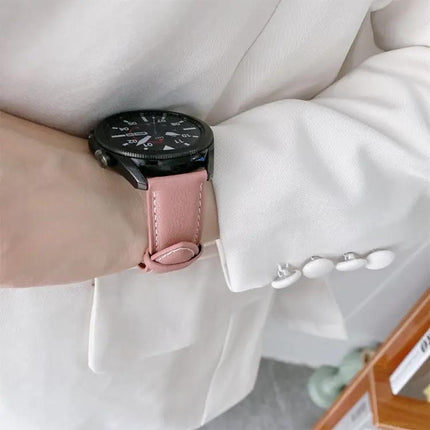 Genuine Leather Watch Strap Silver Buckle For Watch3 41/45mm