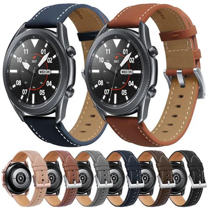 Genuine Leather Watch Strap Silver Buckle For Watch3 41/45mm