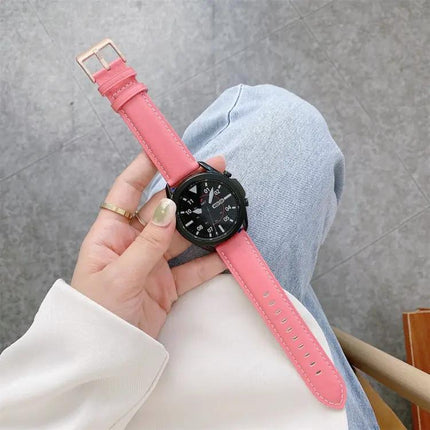 Genuine Leather Watch Strap Silver Buckle For Watch3 41/45mm