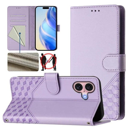 Leather Phone Case With Card And Cash Storage lavender wallet folio with 3 card slots, cash pocket, magnetic clasp and kickstand for phone protection