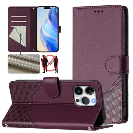 Leather Phone Case With Card And Cash Storage in purple PU leather wallet style with three card slots, cash pocket and protective TPU shell