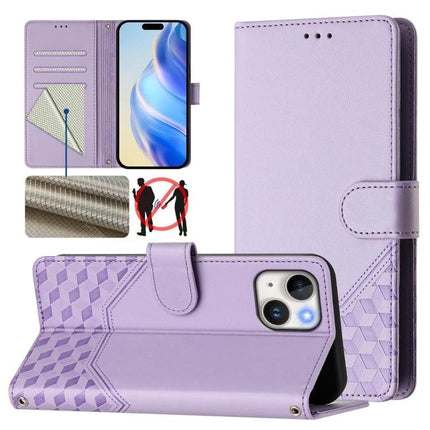 Leather Phone Case With Card Holder For Daily Errands in lavender with RFID blocking, 3 card slots, cash pocket and magnetic closure