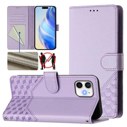 Leather Phone Case With Card Storage For Daily Essentials - lavender RFID-blocking folio with 3 card slots, cash pocket and kickstand, slim commuter wallet