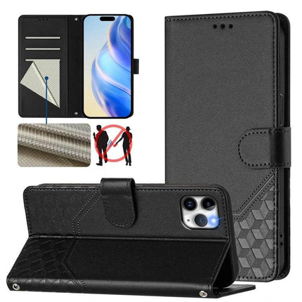 Leather Phone Case With Card Storage For Daily Essentials - black RFID-blocking wallet case with 3 card slots and cash pocket, stand function
