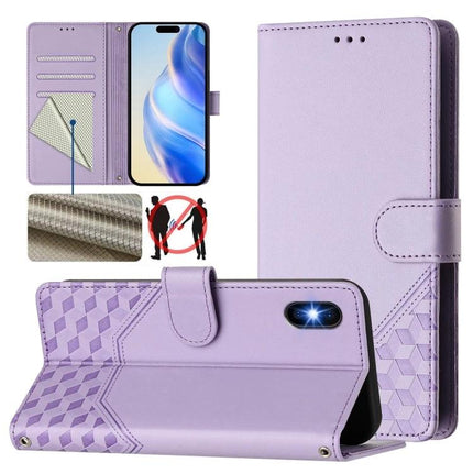 Leather Phone Case With Card Storage For Daily Essentials - purple RFID-blocking wallet folio with 3 card slots and cash pocket