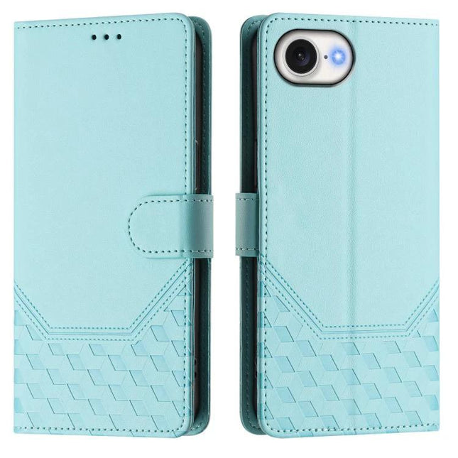 Leather Phone Case With Card Slot For Everyday Essentials in light teal, durable leather wallet case with three card slots and camera cutout