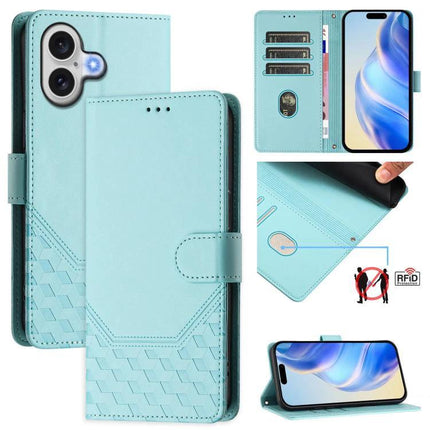Leather Phone Case With Card Slot For Everyday Essentials in aqua blue, RFID wallet, three card slots, stand function, protective folio