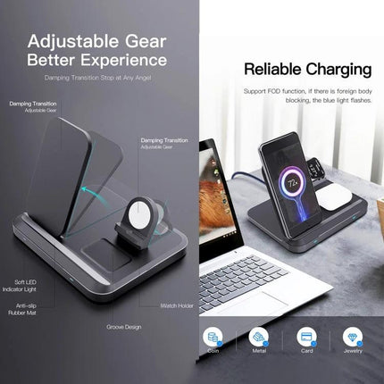 A Folding Charger for Daily Home and Travel Essentials - portable 3-in-1 foldable wireless charger for phone, earbuds, and smartwatch