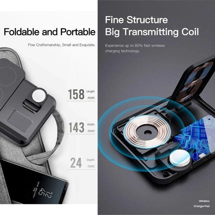 A Folding Charger for Daily Home and Travel Essentials - foldable portable wireless charger with big transmitting coil charging phone earbuds smartwatch