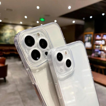 Angel Eye Protective Phone Case For Everyday Home And Travel Use - clear lightweight protective phone case shown on two smartphones in a cafe setting