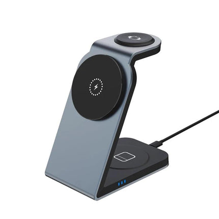 Versatile Magnetic Wireless Charger for Daily Travel Needs - compact 3-in-1 stand charging phone, earbuds, and smartwatch on-the-go