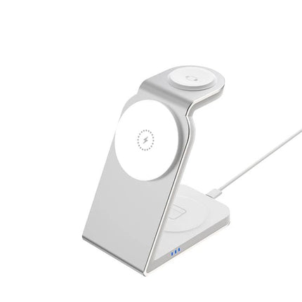 Versatile Magnetic Wireless Charger for Daily Travel Needs - compact 3-in-1 stand charging smartphone, earbuds, and smartwatch on the go