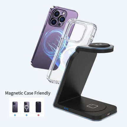 Versatile Magnetic Wireless Charger for Daily Travel Needs - compact foldable 3-in-1 magnetic wireless charger for phone, earbuds and smartwatch