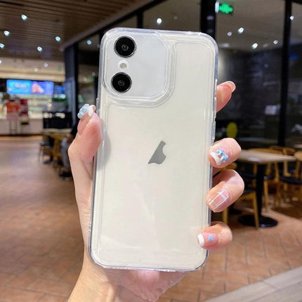 Essential Phone Case For Everyday Protection And Comfortable Secure Grip During Daily Commute - clear TPU case with corner cushioning shown on white phone in café