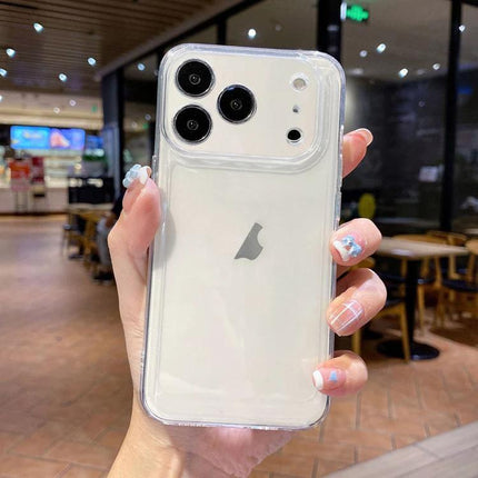 Space Phone Case For Everyday iPhone Protection And Light Travel, Slim Grip For Daily Use clear TPU case with reinforced corners shown on white iPhone in cafe