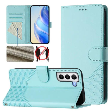 Honeycomb RFID Leather Card Holder Phone Case For Galaxy Phones