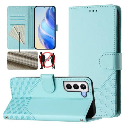 Honeycomb RFID Leather Card Holder Phone Case For Galaxy Phones