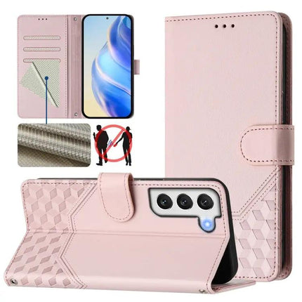 Honeycomb Embossing RFID Leather Phone Case Card Holder