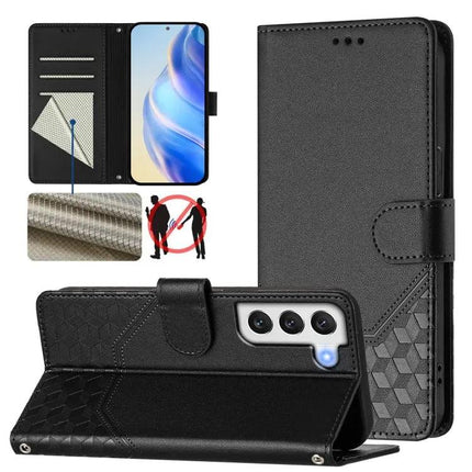 Honeycomb Embossing RFID Leather Phone Case Card Holder