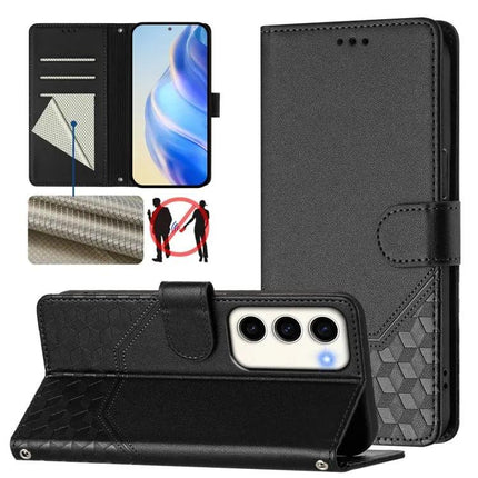 Honeycomb Embossing RFID Leather Phone Case Card Holder