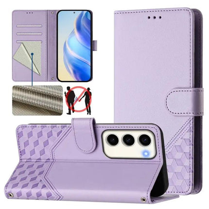 Honeycomb Embossing RFID Leather Phone Case Card Holder