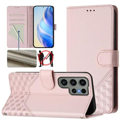 Honeycomb RFID Leather Phone Case With Card Holder