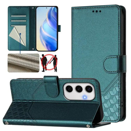 Honeycomb Embossing RFID Leather Phone Case With Card Holder