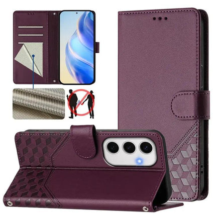 Honeycomb Embossing RFID Leather Phone Case With Card Holder