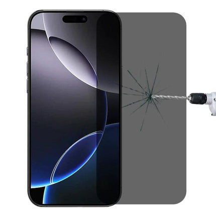 Essential Tempered Glass Screen Protector For iPhone Daily Protection shown on iPhone with drill impact resisting cracks