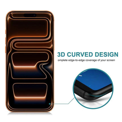 Essential Tempered Glass Screen Protector For iPhone Daily Protection showing 3D curved edge coverage and clear touch visibility