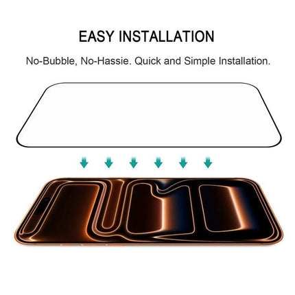 iPhone Screen Protector For Everyday Use showing easy no-bubble installation and ultra-thin fit preserving touch sensitivity