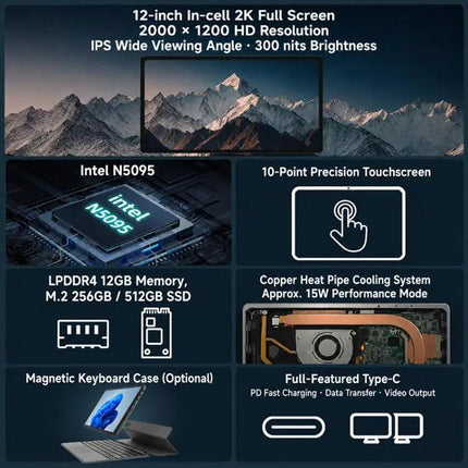 Jumper EZPad V12 Pro 12in Windows 11 Tablet N5095 12GB 256GB