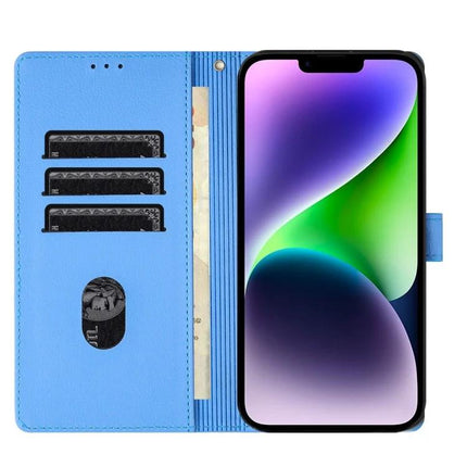 Leather Phone Case With Card Slots For Everyday Use - blue PU leather wallet case with 3 card slots, cash pocket and kickstand for commuting and travel