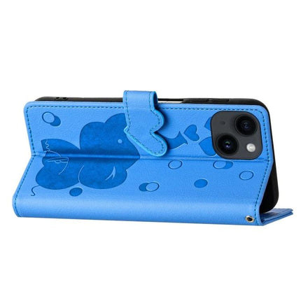 Leather Phone Case With Card Slots For Everyday Use - blue floral PU leather wallet case with kickstand and card slots