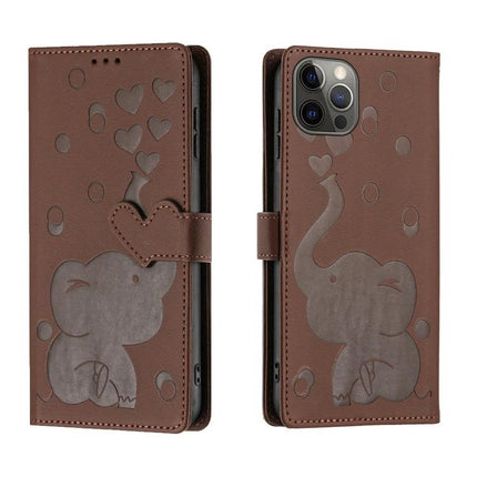 Leather Phone Case With Elephant Design For Daily Carry And Gentle Everyday Use On The Move - brown PU leather wallet case with card slots