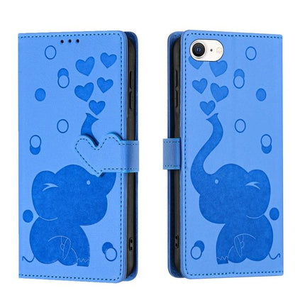 Daily Phone Case With Elephant Design For Everyday Use - blue PU leather wallet case with elephant, card slots and kickstand