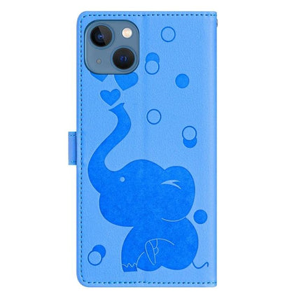 Leather Phone Case With Elephant Design For Daily Carry And Gentle Everyday Use On The Move - blue PU wallet case with elephant print and card slots