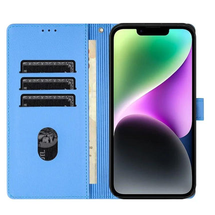 Leather Phone Case With Elephant Design For Daily Carry And Gentle Everyday Use On The Move - blue PU wallet case with card slots and cash pocket