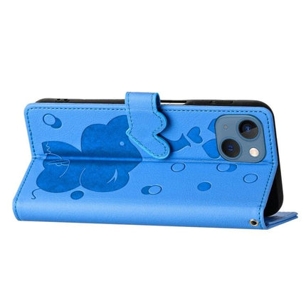 Leather Phone Case With Elephant Design For Daily Carry And Gentle Everyday Use On The Move - blue PU leather wallet case with card slots and stand