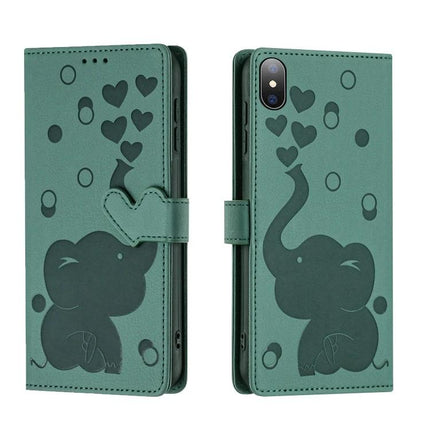 Phone Case With Built In Card Slots For Everyday Use teal PU wallet case with elephant heart design and hand strap