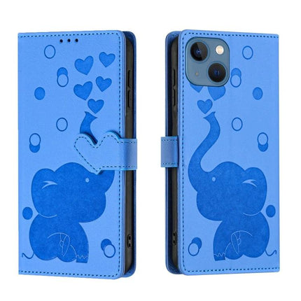 Daily Phone Case With Elephant Design For Everyday Use - blue PU leather wallet case with card slot and kickstand