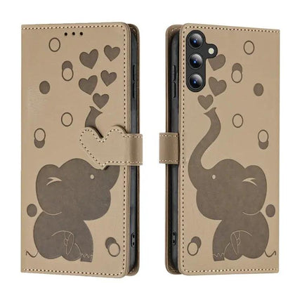 Cartoon Elephant PU Leather Wallet Case For Samsung S24
