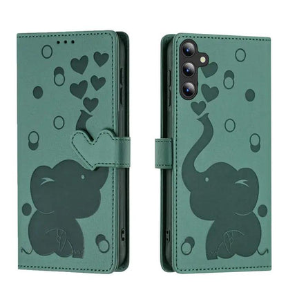 Cartoon Elephant PU Leather Wallet Case For Samsung S24