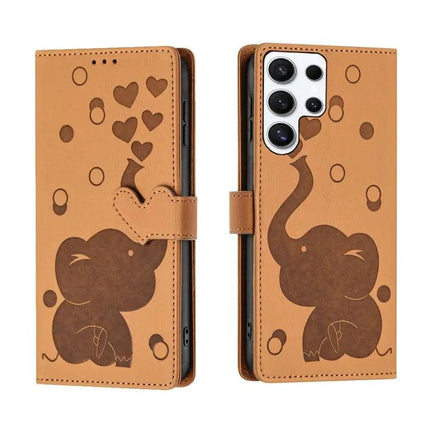 Cartoon Elephant PU Leather Wallet Case For Samsung S24