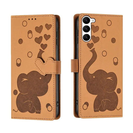 Embossed Cartoon Elephant PU Leather Wallet Phone Case