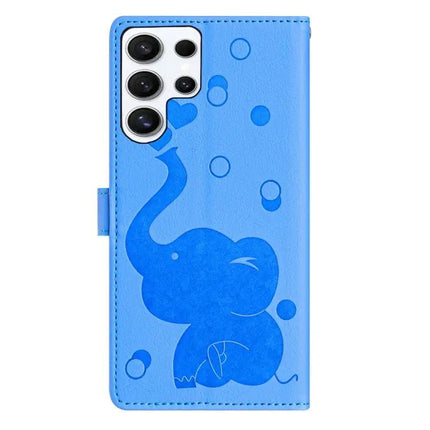Embossed Cartoon Elephant PU Leather Wallet Phone Case